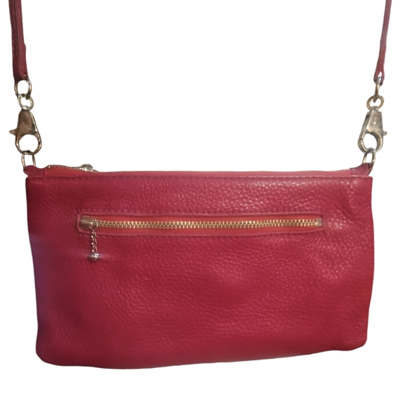 Roots Leather Rasberry Crossbody/Clutch Bag - Picture 3 of 9